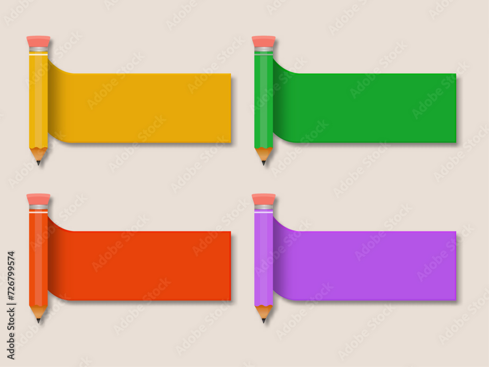 pencil banner design concept with colorful banner pencil banner design concept with colorful banner