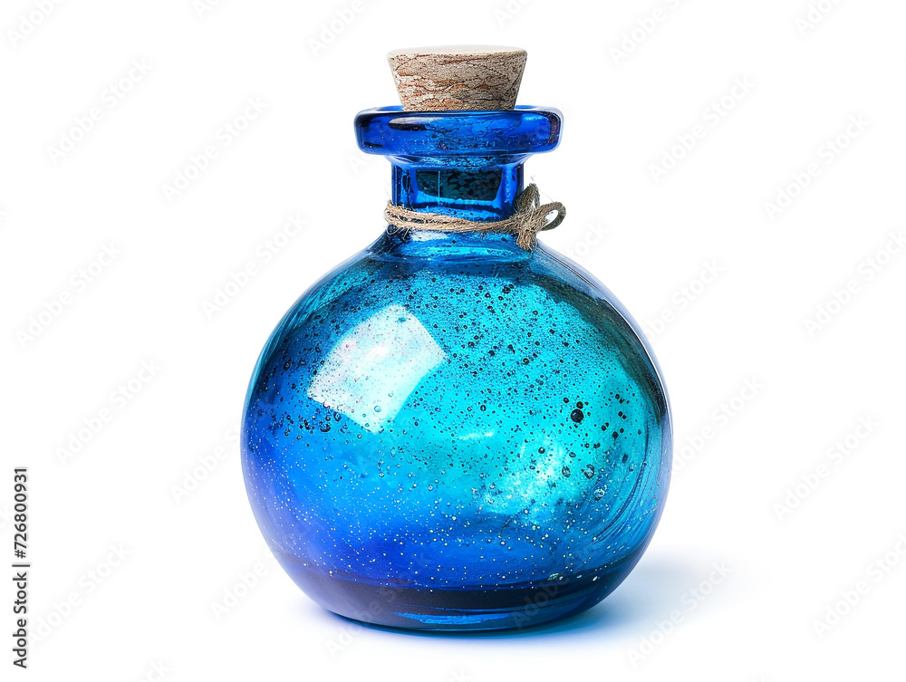 blue potion, front view, white background. Generative Ai. blue potion, front view, white background. Generative Ai.