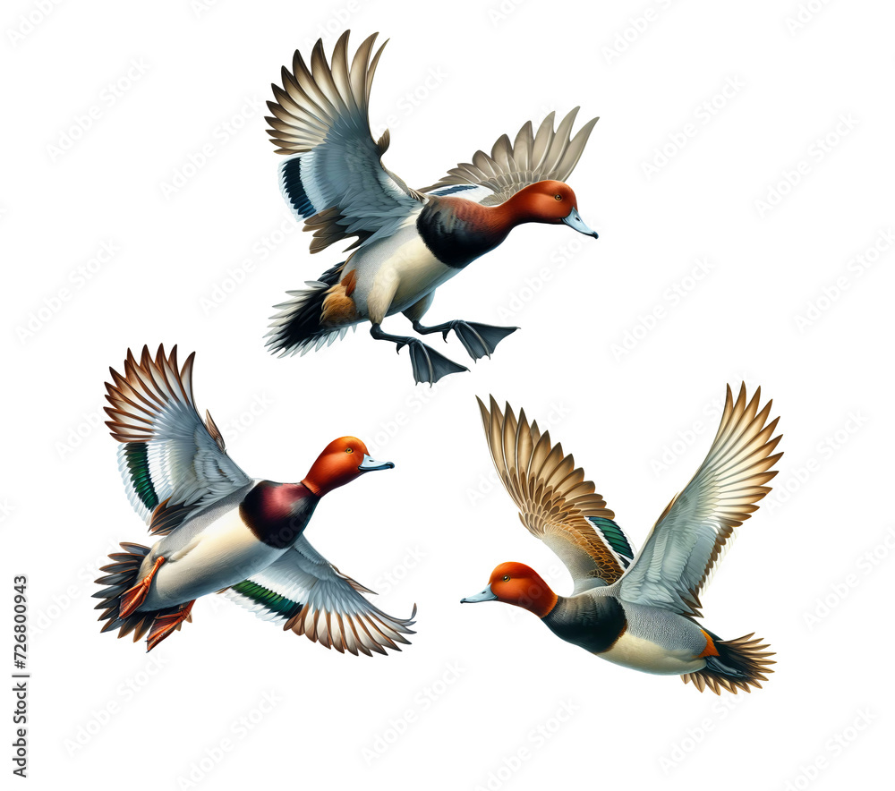 A set of Redhead Ducks isolated on a transparent background A set of Redhead Ducks isolated on a transparent background