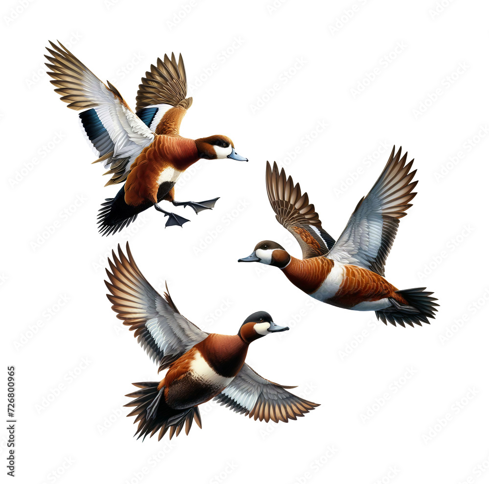 A set of Ruddy Ducks isolated on a transparent background A set of Ruddy Ducks isolated on a transparent background