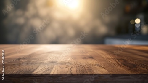 Selected focus empty brown wooden table for product display montage bathroom and desk. : Generative AI
