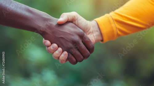 Close Up of Two People Shaking Hands in Business Meeting
