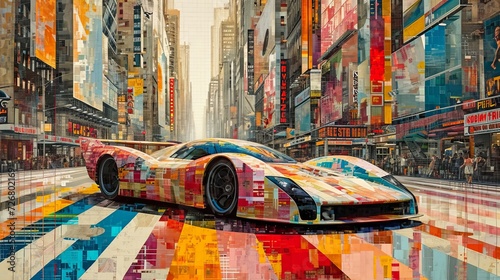 都市とスポーツカー,Generative AI AI画像