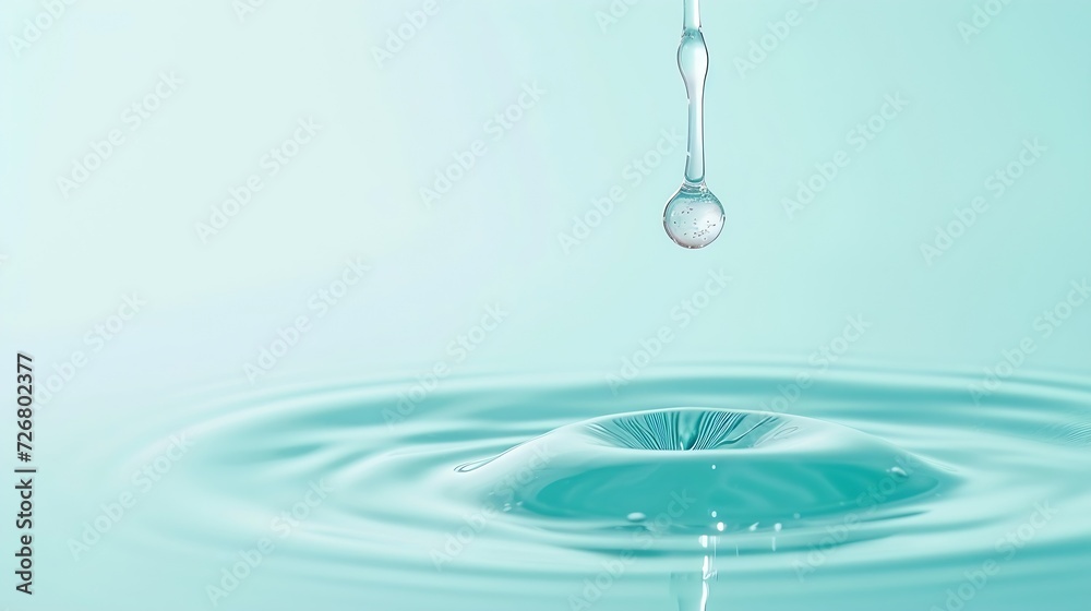 Cosmetic moisturizing liquid drops on green blue pastel background. Toner or lotion. Hyaluronic serum : Generative AI Cosmetic moisturizing liquid drops on green blue pastel background. Toner or lotion. Hyaluronic serum : Generative AI