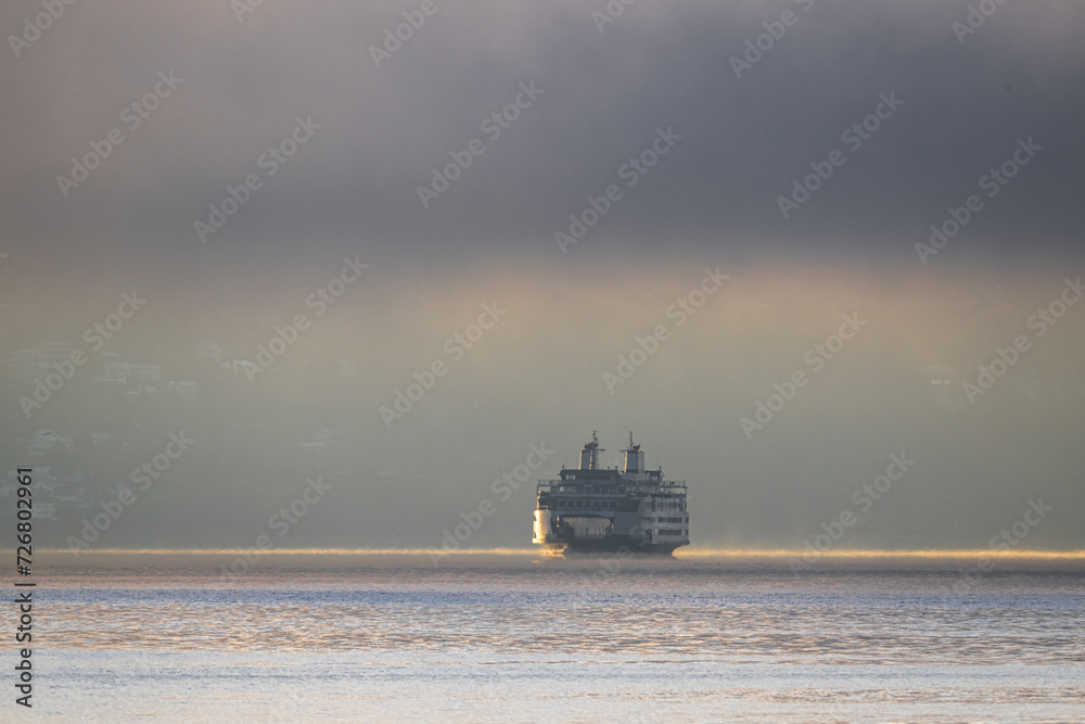 Ferry Boat in the Puget Sound - obrazy, fototapety, plakaty 