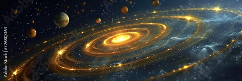 planets in the solar system orbiting around another star, universe, cosmic, masterpieces. Cosmic orbit space