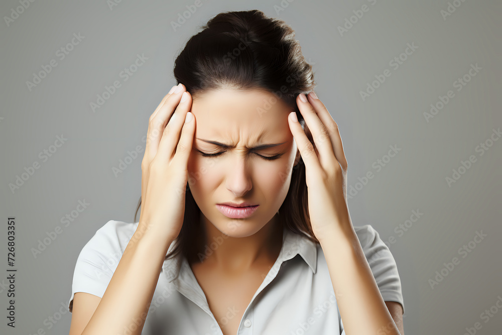 Woman Experiencing Severe Headache
Portrait of a distressed young woman with her hands on her temples, conveying the pain of a severe headache or migraine. Woman Experiencing Severe Headache
Portrait of a distressed young woman with her hands on her temples, conveying the pain of a severe headache or migraine.
