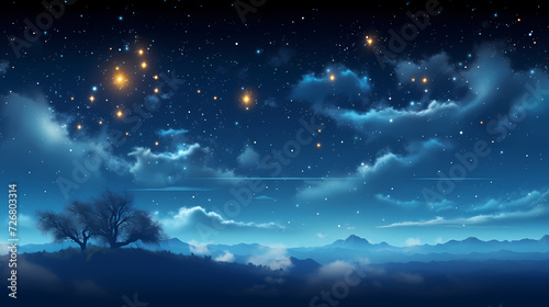 Mysterious star themed gradient background with countless twinkling stars