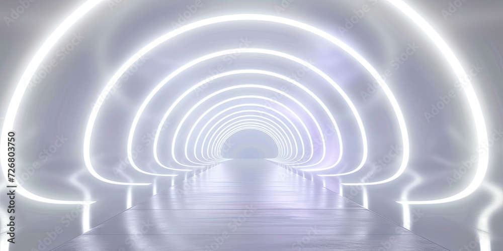 white tunnel with circular beams of light, white tunnel with circular beams of light,