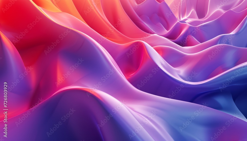 Obraz premium Bright colors and shapes create a beautiful surface design, presented in the style of futuristic chromatic waves in light red and light purple, appreciated by fans of abstract minimalism.