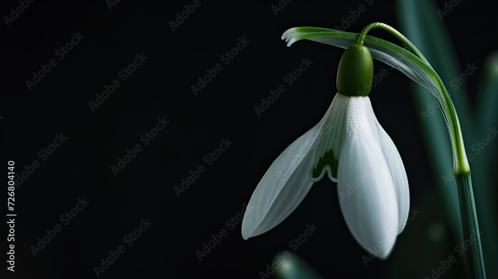 snowdrops on black background with copy space snowdrops on black background with copy space