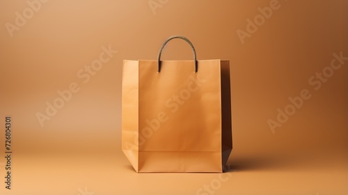 A shopping bag positioned against a clean and simple background, emphasizing minimalism and highlighting the bag as the focal point