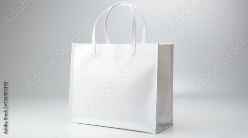 A shopping bag positioned against a pristine white background, creating a clean and minimalistic composition