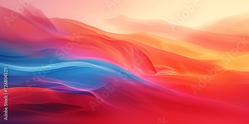 A gradient background with beautiful hues of red, blue, and orange is designed with smooth and curved lines, resembling landscapes with soft edges.