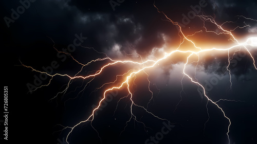 Lightning on the sky, gloomy ominous storm clouds background © Derby