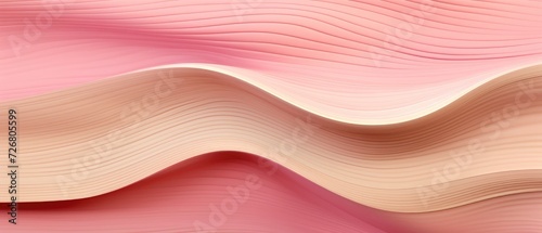 Detailed and intriguing, an abstract closeup of organic pink wooden waving waves on a textured wall, Ai Generated.
