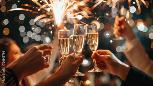 Ring in New Year's Eve amid a jubilant crowd, cheers and celebration abound, Ai Generated.