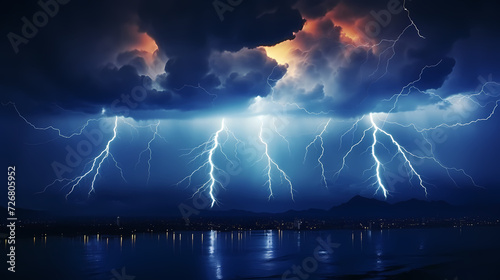 Lightning storm over natural landscape