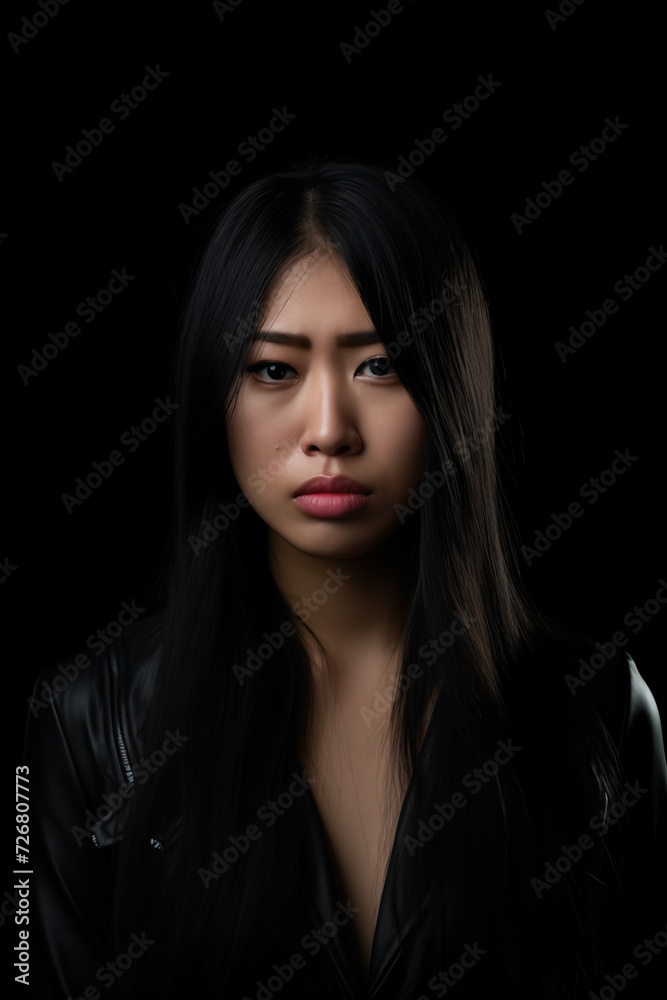 Sad Asian Woman, Studio Shot, Generative AI Sad Asian Woman, Studio Shot, Generative AI