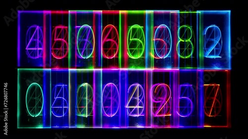 background wall with vintage neon streaming numbers  photo