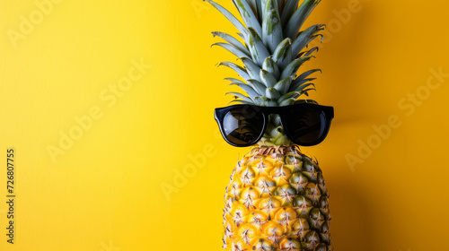 Pineapple Wearing Sunglasses Against a Yellow Background