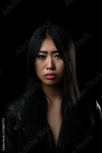 Sad Asian Woman, Studio Shot, Generative AI