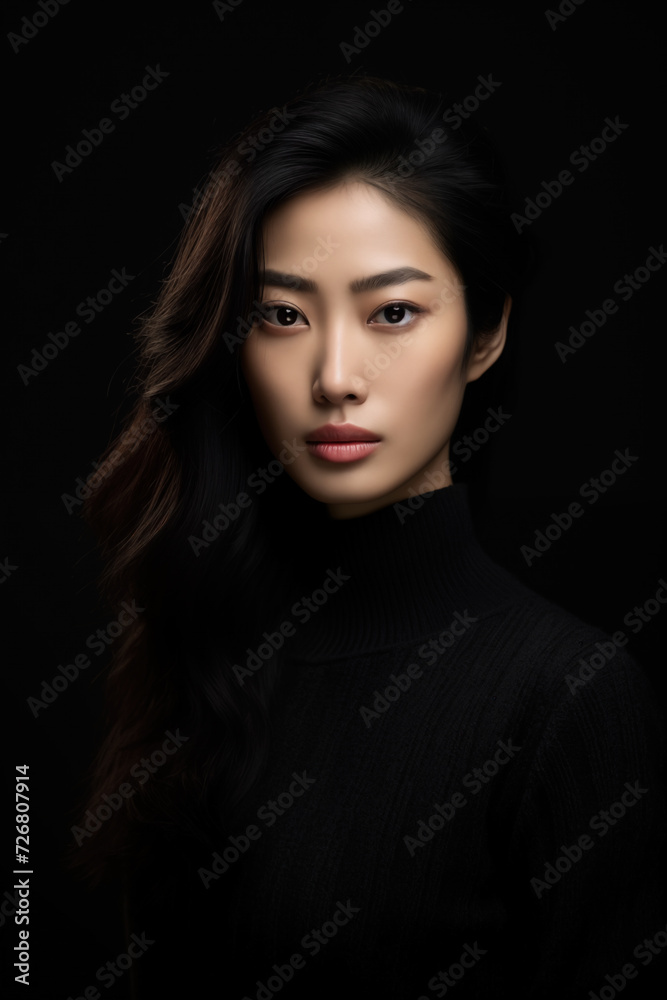 Sad Asian Woman, Studio Shot, Generative AI
