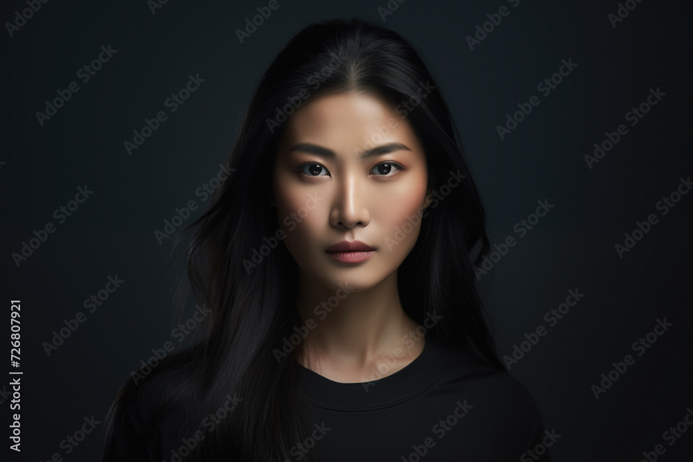 Sad Asian Woman, Studio Shot, Generative AI Sad Asian Woman, Studio Shot, Generative AI