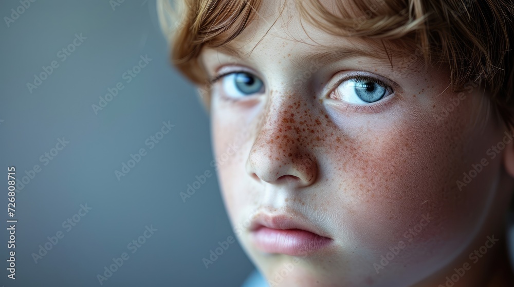 A young boy with a pained expression still reeling from the emotional scars caused by being bullied in his formative years. A young boy with a pained expression still reeling from the emotional scars caused by being bullied in his formative years.