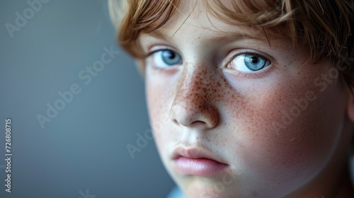 A young boy with a pained expression still reeling from the emotional scars caused by being bullied in his formative years.