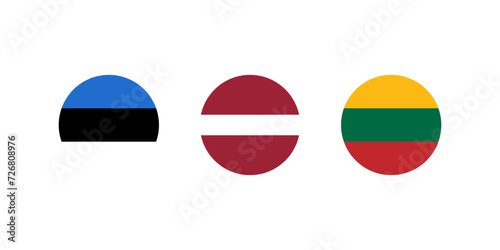 Vector Baltic States flags. Round circle Estonia, Latvia, Lithuania. Estonian flag, Latvian flag, Lithuanian flag. photo