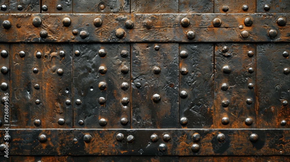 a riveted piece of old metal sheet. Metal background