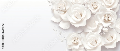 Wedding invitation cards Template mockup on white background ulta detailed, vector art, white roses