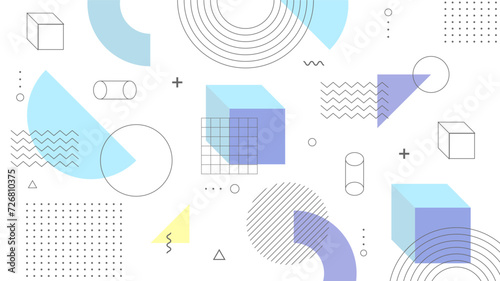 Modern Abstract Background with Retro Memphis Elements and Pastel Color