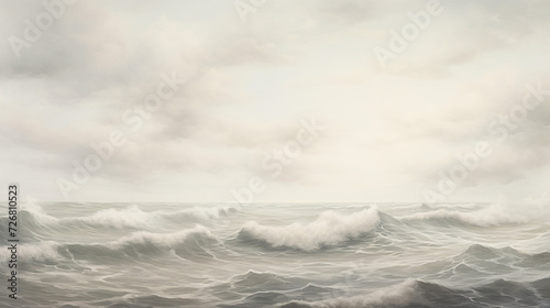 Cloudy Morning with Soft Gray Waves. A cloudy morning background in ocean.