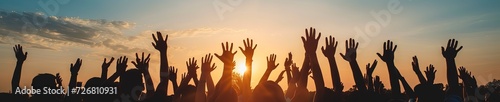 People reaching their arms to the heavenly skies