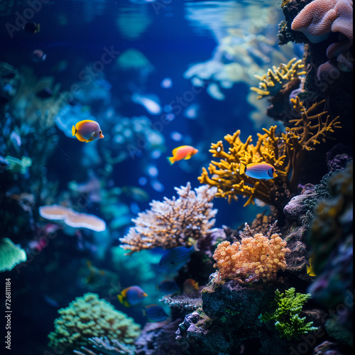 Underwater Ecosystem with Tropical Fish and Coral Reefs © HustlePlayground