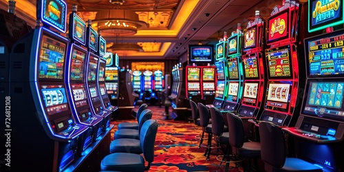 Rows of slot machines at the indoor casino