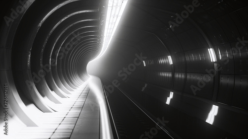 Subway tunnel, black and white, contrast