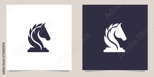chess horse logo design vector