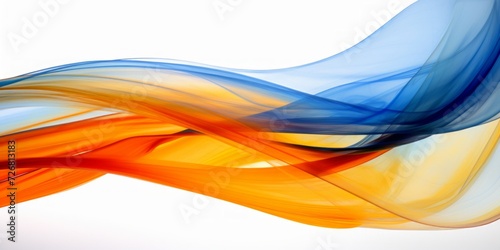 Dynamic and flowing abstract smoke design with vibrant blue and orange colors.