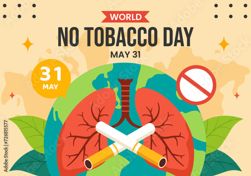 No Tobacco Day Social Media Background Flat Cartoon Hand Drawn Templates Illustration