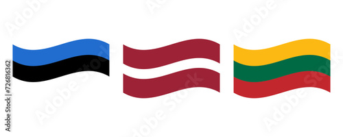 Vector Baltic States flags. Estonia, Latvia, Lithuania. Estonian flag, Latvian flag, Lithuanian flag.