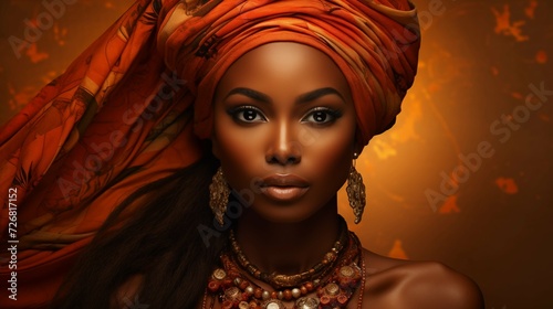 Fashion portrait of a beautiful afroamerican woman on solid bacground