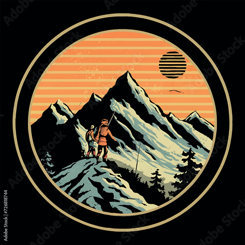 Hiking illustration T shirt design