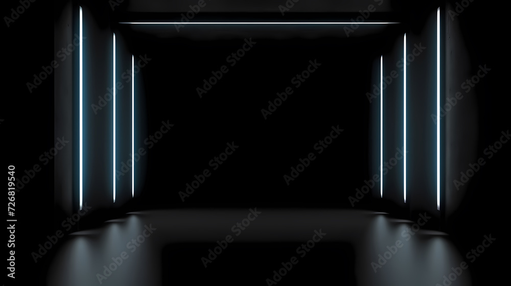 Obraz premium 3D space, light shining from above, empty room