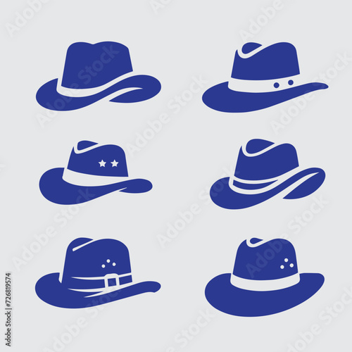 set of black hat logo icon design vector illustration. Hats logo icons set design template