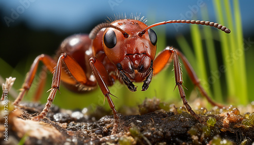 Small green insect close up in nature generated by AI