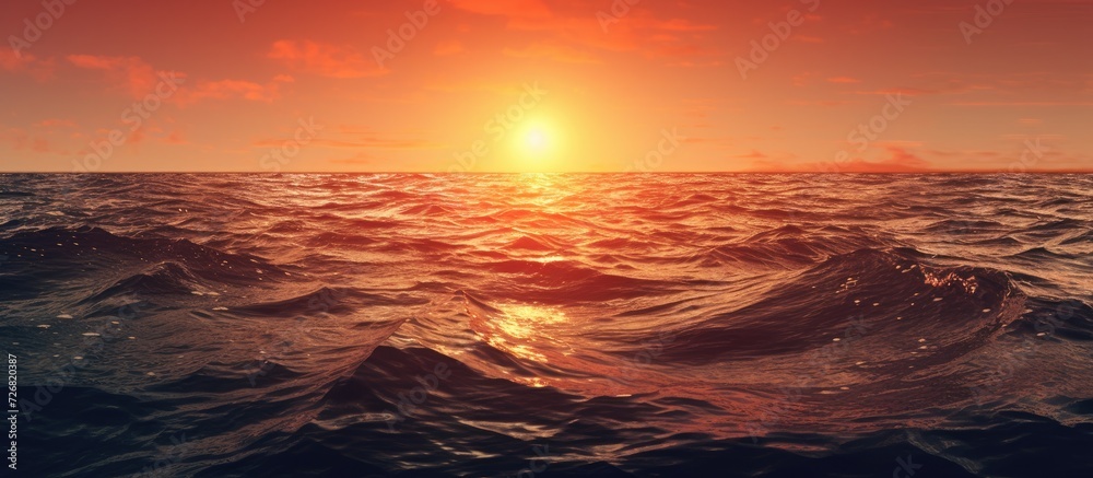 sunset over the sea and sun.