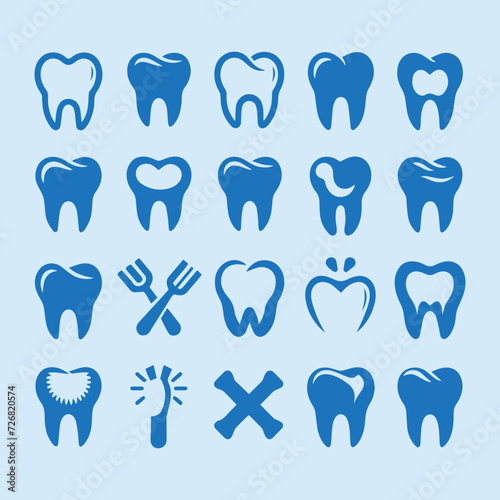set of dental logo vector icon.